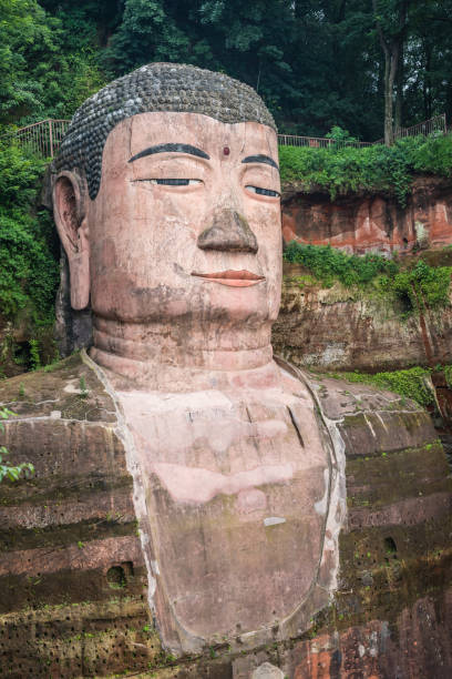 istock Majestic Giant Leshan Buddha head, face and torso 1264653431