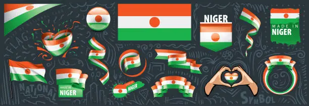 Vector illustration of Vector set of the national flag of Niger in various creative designs