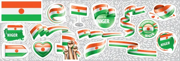 Vector illustration of Vector set of the national flag of Niger in various creative designs