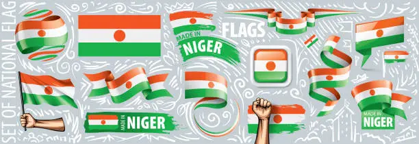 Vector illustration of Vector set of the national flag of Niger in various creative designs