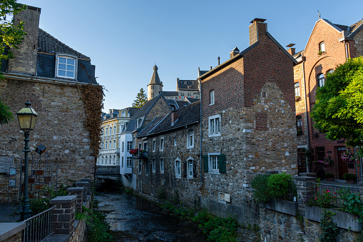 Stolberg, Germany - August 6, 2020: Old town of Stolberg and castle in the background