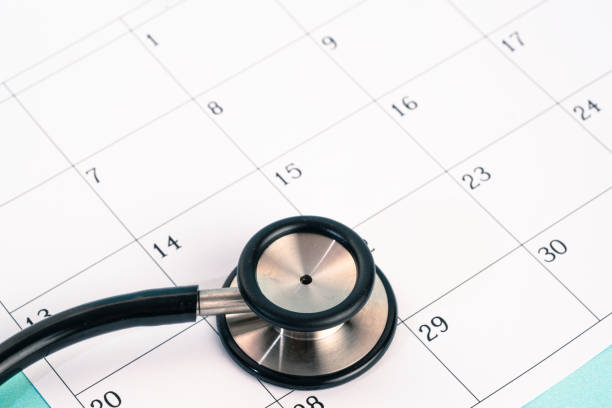 istock Stetescope on a calender stock photo 1264660299