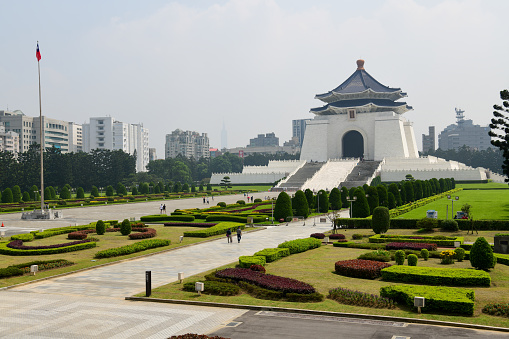 Taipei, Taiwan - October 3, 2019: Famous National Chiang Kai-shek Memorial Hall hosts a constant stream of events by local and international artist