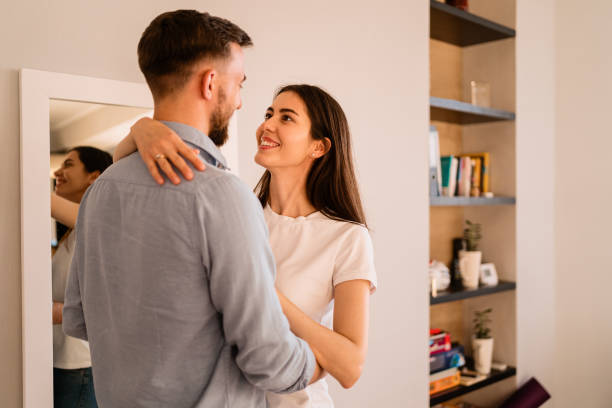 istock Close up smiling couple portrait 1264662848