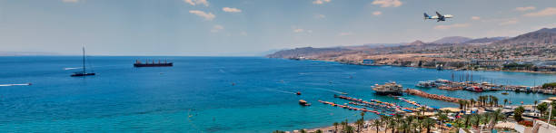 istock Panoramic view on central beach of Eilat, Israel 1264665124