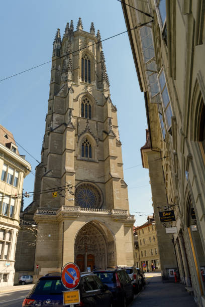 Fribourg Cathedral - September 3, 2019: Fribourg cathedral Fribourg cathedral, dedicated to Saint Nicholas of Myra, is a gem of Gothic architecture. It was built between 1283 and 1490. fribourg city switzerland stock pictures, royalty-free photos & images
