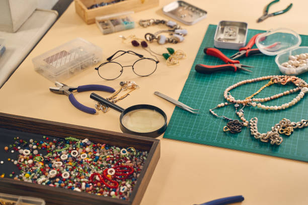 istock Desktop for craft jewelry making with professional tools 1264667701