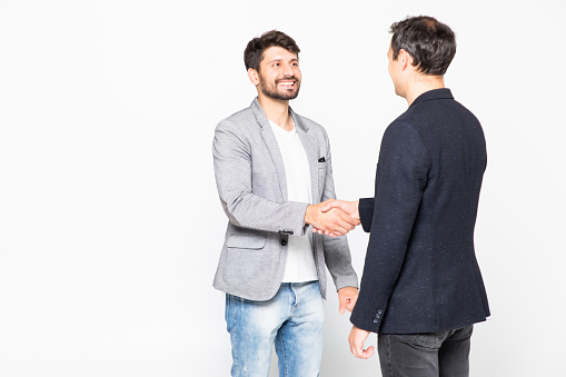 Two Businessman standing on a white background