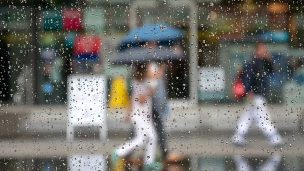 istock Refreshing summer rain in the city 1264671206