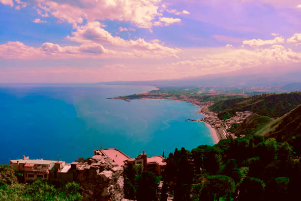 istock Magnificent panoramic view of Taormina's coastline 1264675707