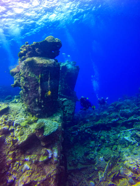 istock Divers on a ship wreck in the red sea 1264679685