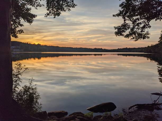 istock A beautiful sunset view by the lake 1264682506