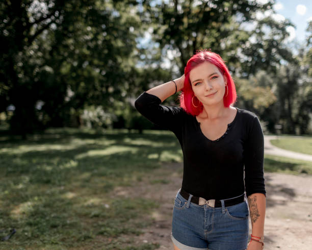 istock Dyed red hair young women 1264684159