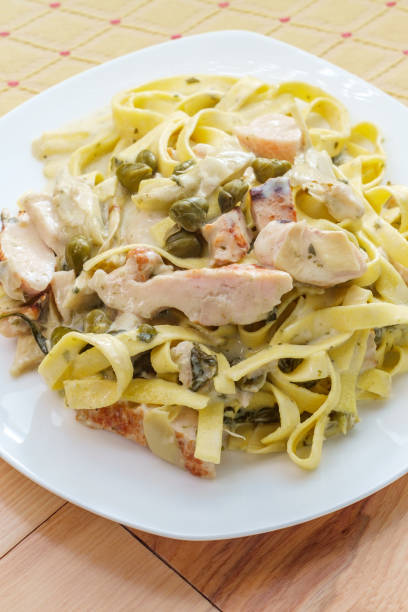 istock Grilled Chicken Piccata Fettuccine 1264686402
