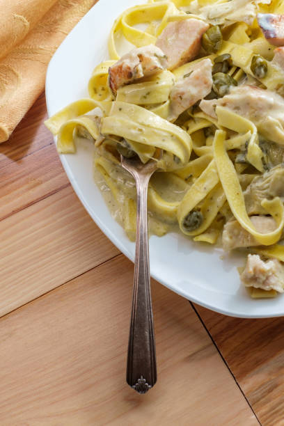 istock Grilled Chicken Piccata Fettuccine 1264686417