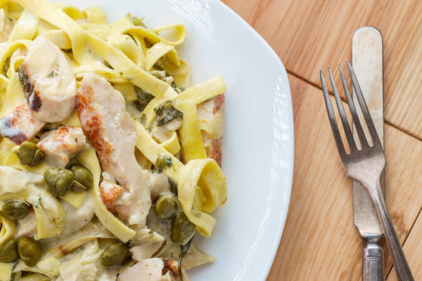 istock Grilled Chicken Piccata Fettuccine 1264686424