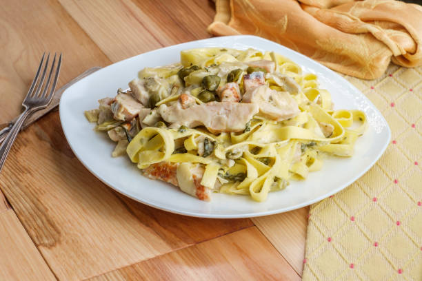 istock Grilled Chicken Piccata Fettuccine 1264686483