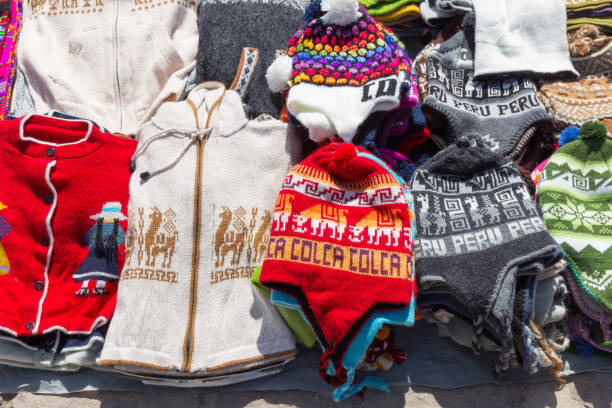 istock Handmade alpaca textile products  in Colca Canyon, Peru 1264690084