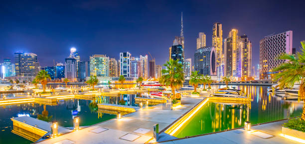 istock Dubai Business Bay skyline at night 1264693415