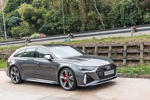 Rottach-Egern, Germany - 2nd July, 2015: Audi R8 Spyder and Audi RS5 Cabrio on a parking. The travel in cabriolet vehicle is a big pleasure during the sunny, summer days.