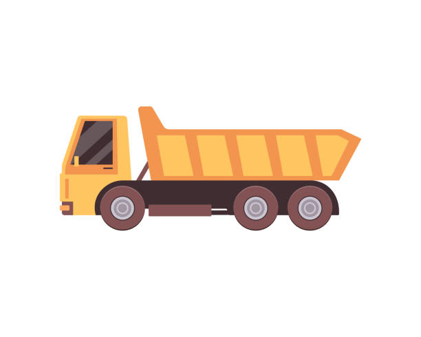 Vector Illustration Of A Yellow Dump Truck Stock Illustration - Download  Image Now - Sand, Truck, Quarry - iStock