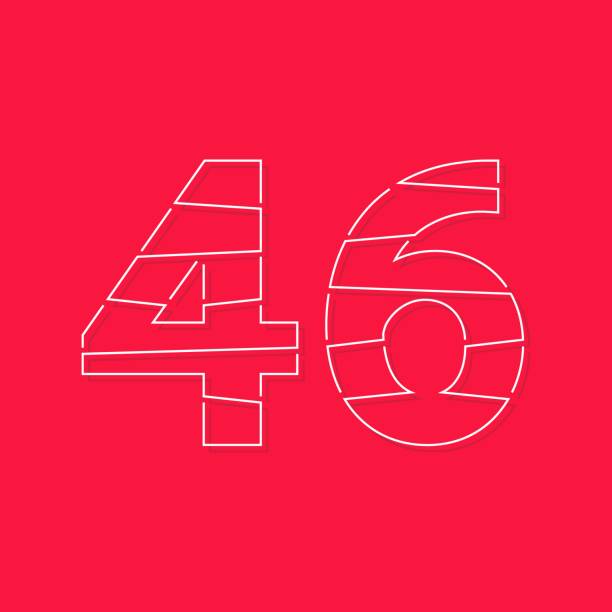 istock 46 number, linear stroke font. Modern trendy, creative style design. For logo, brand label, design elements, corporate identity, application and more. İsolated vector illustration 1264699556