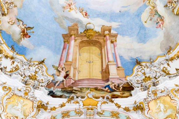 Wies, Germany. The Pilgrimage Church of Wies (Wieskirche), an oval rococo church located in the foothills of the Alps, Bavaria. A World Heritage Site