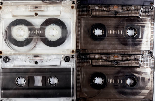 de áudio em branco vintage de perto - peeling paint audio - fotografias e filmes do acervo