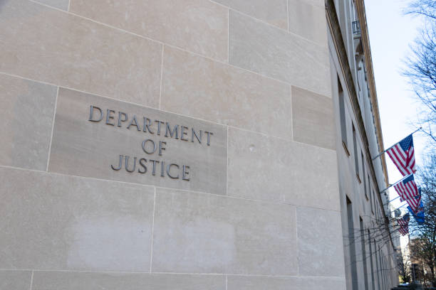 Department of Justice Sign - Washington D.C. stock photo