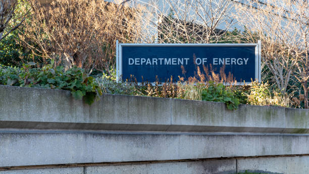 US Department of Energy Sign Sign for the US Department of Energy out-front of their headquarters the James Forrestal Building in D.C. doe photos stock pictures, royalty-free photos & images