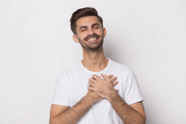 istock Close up portrait with lovely handsome bearded man. 1264711427