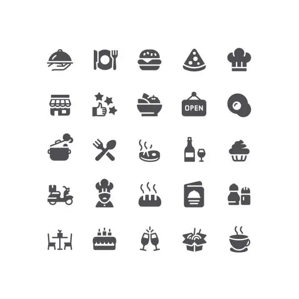 Vector illustration of Flat Restaurant Icons