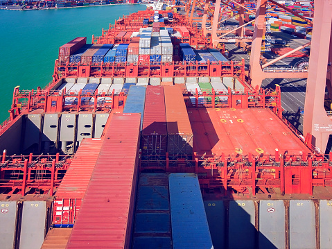 Container operation in port.