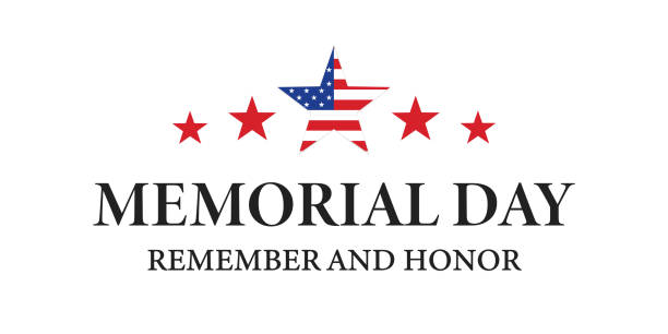 ilustrações de stock, clip art, desenhos animados e ícones de memorial day . american flag , vector icon . usa memorial day ,text banner on white background . - national hero