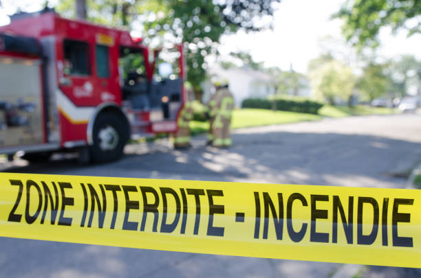 istock Firetruck and firemen with emergency banner 1264721256