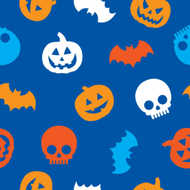 illustrations, cliparts, dessins animés et icônes de modèle d’halloween 2 - color image blue background season animal