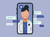 istock Illustration of telemedicine doctor visit medical exam on smart phone 1264729030