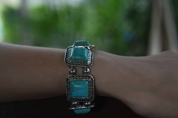istock Turquoise is a turquoise bracelet. Beautiful blue 1264731303