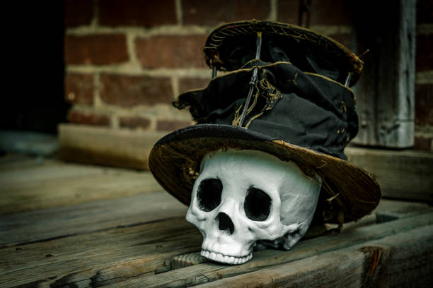 istock Scary Halloween Skull Top Hat 1264731360