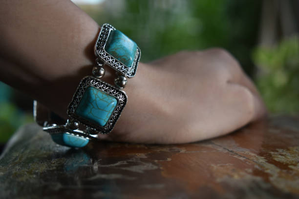 istock Turquoise is a turquoise bracelet. Beautiful blue 1264731361