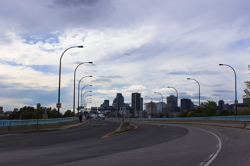 View on the downtown of Montreal from drive road