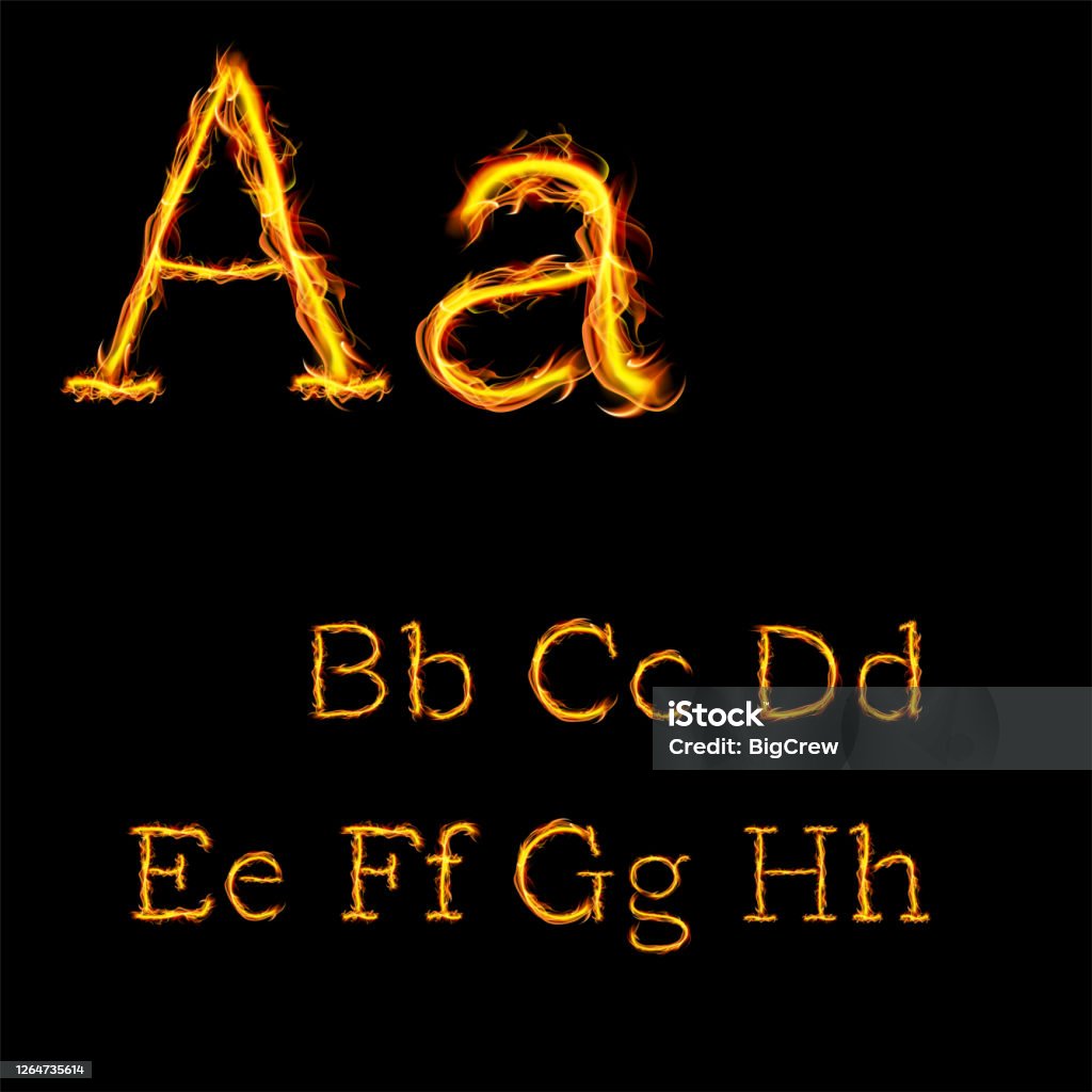 Fire Vector Font Fire Font Collection Vector On Black Background Alphabet Fire ...