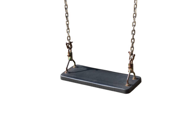 istock Black metal swing isolated on white background. 1264736843