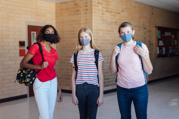 istock Female High School Students at School during COVID-19 1264747405