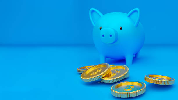 istock A piggy bank and falling coins. 1264751561