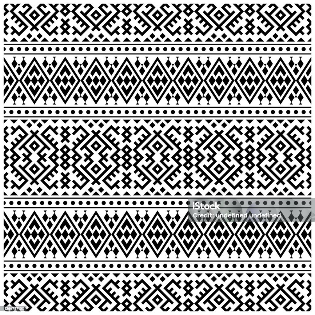 Ribal Vector Pattern Ribal Ethnic Pattern Design In Black And White Color Stock Illustration ...