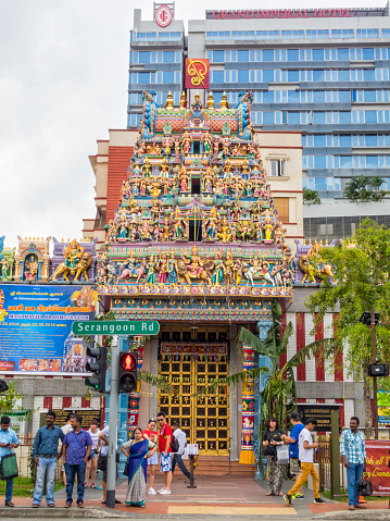 Singapore - February 13, 2016: Sri Veeramakaliamman Temple is a Hindu temple in the middle of Little India
