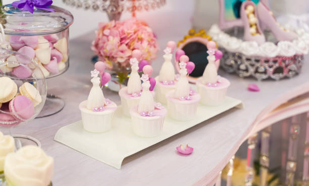 istock Wedding decoration with colorful cakes. 1264784511