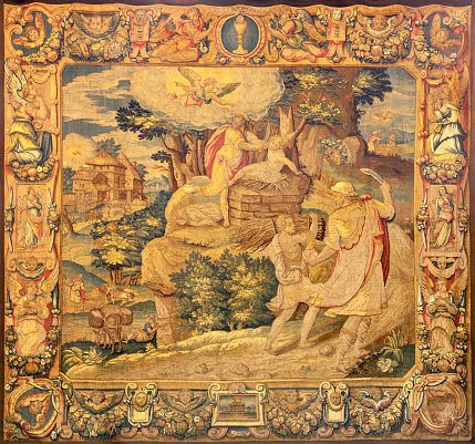 Como - The tapestry he Sacrifice of Isaac in The Cathedral (Duomo di Conmo) from 16. cent.