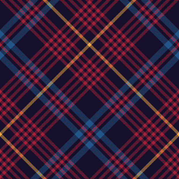 Tartan plaid pattern in blue, red, yellow for autumn and winter designs. Herringbone textured seamless diagonal check plaid for blanket, throw, rug, or other modern textile print. Tartan plaid pattern in blue, red, yellow for autumn and winter designs. Herringbone textured seamless diagonal check plaid for blanket, throw, rug, or other modern textile print. mens fashion stock illustrations